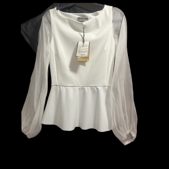 NWT Chiara Boni White & Black Peplum Dress 8